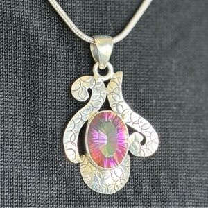 Rainbow Mystic Topaz on 925 Silver Chain 20”